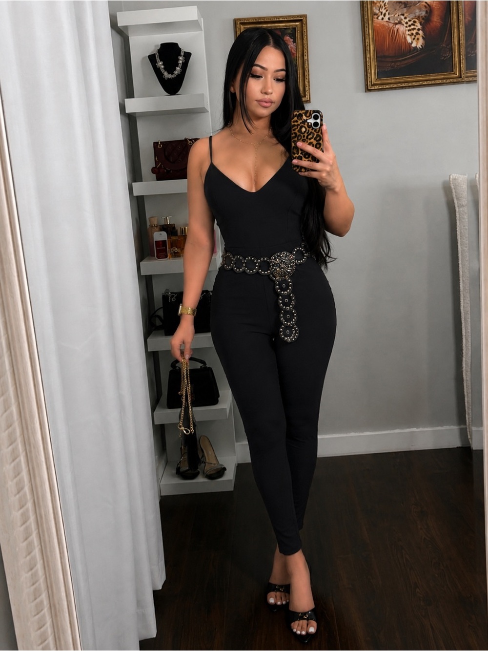 Haute Monde Black Jumpsuit Size Large